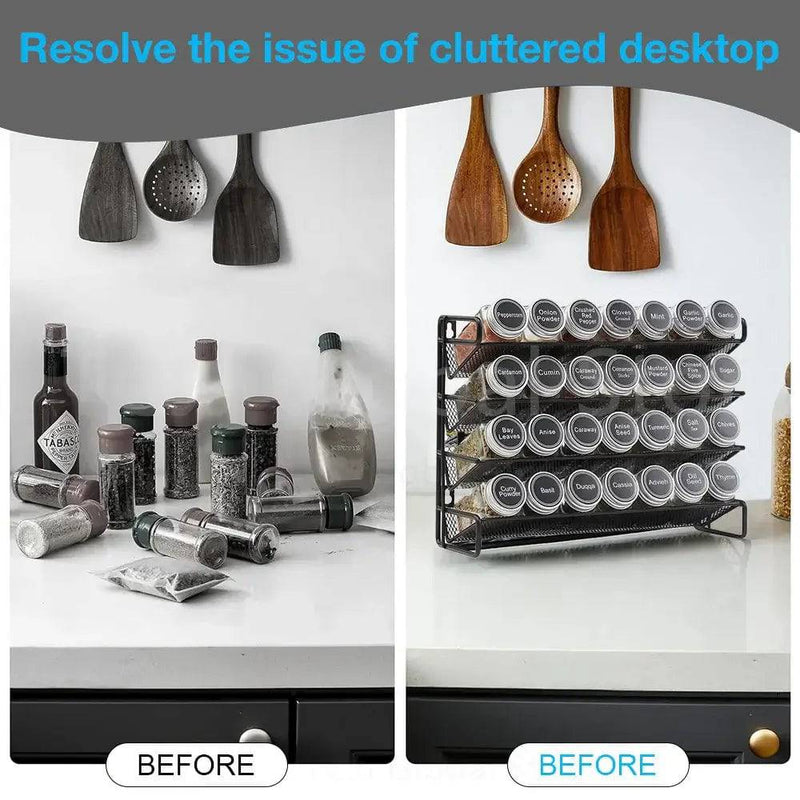3/4 Layers Kitchen Storage Spice Rack Metal Hanging Racks Wall Mount Seasoning Shelf Cabinet Pantry Door Spice Jar Organizer | Kitchen | Luvasmr - Satisfyingly Organised
