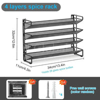 3/4 Layers Kitchen Storage Spice Rack Metal Hanging Racks Wall Mount Seasoning Shelf Cabinet Pantry Door Spice Jar Organizer | Kitchen | Luvasmr - Satisfyingly Organised