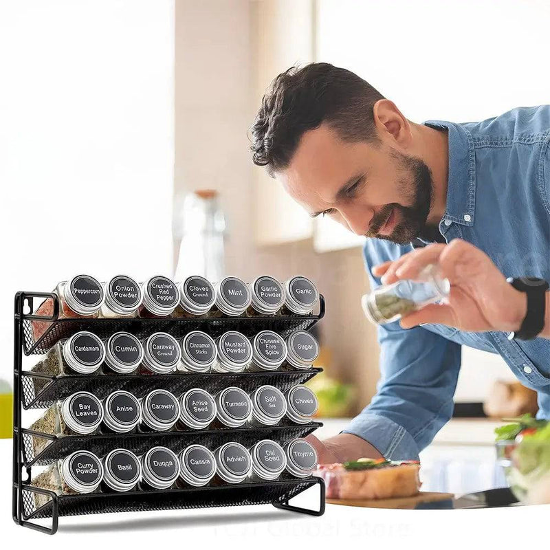 3/4 Layers Kitchen Storage Spice Rack Metal Hanging Racks Wall Mount Seasoning Shelf Cabinet Pantry Door Spice Jar Organizer | Kitchen | Luvasmr - Satisfyingly Organised