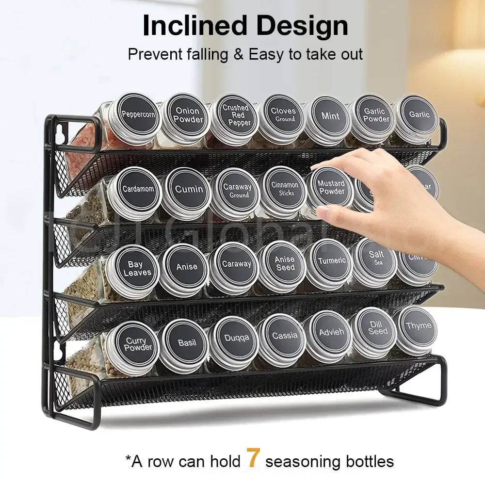 3/4 Layers Kitchen Storage Spice Rack Metal Hanging Racks Wall Mount Seasoning Shelf Cabinet Pantry Door Spice Jar Organizer | Kitchen | Luvasmr - Satisfyingly Organised