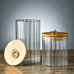 Glass Food Jar with Sealed Bamboo Lid Kitchen Pantry Grains Cookie Coffee Tea Candy Snack Storage Bottle Jars Kitchen Canister | Kitchen | Luvasmr - Satisfyingly Organised