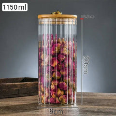 Glass Food Jar with Sealed Bamboo Lid Kitchen Pantry Grains Cookie Coffee Tea Candy Snack Storage Bottle Jars Kitchen Canister | Kitchen | Luvasmr - Satisfyingly Organised