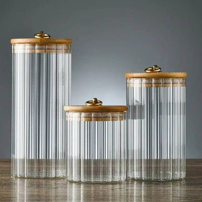 Glass Food Jar with Sealed Bamboo Lid Kitchen Pantry Grains Cookie Coffee Tea Candy Snack Storage Bottle Jars Kitchen Canister | Kitchen | Luvasmr - Satisfyingly Organised