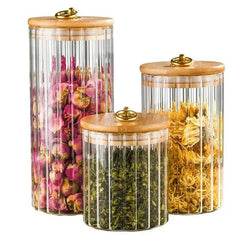 Glass Food Jar with Sealed Bamboo Lid Kitchen Pantry Grains Cookie Coffee Tea Candy Snack Storage Bottle Jars Kitchen Canister | Kitchen | Luvasmr - Satisfyingly Organised