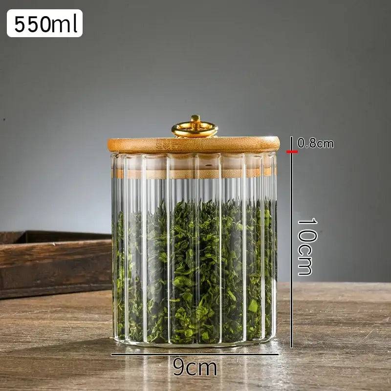 Glass Food Jar with Sealed Bamboo Lid Kitchen Pantry Grains Cookie Coffee Tea Candy Snack Storage Bottle Jars Kitchen Canister | Kitchen | Luvasmr - Satisfyingly Organised