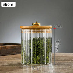 Glass Food Jar with Sealed Bamboo Lid Kitchen Pantry Grains Cookie Coffee Tea Candy Snack Storage Bottle Jars Kitchen Canister | Kitchen | Luvasmr - Satisfyingly Organised