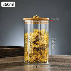 Glass Food Jar with Sealed Bamboo Lid Kitchen Pantry Grains Cookie Coffee Tea Candy Snack Storage Bottle Jars Kitchen Canister | Kitchen | Luvasmr - Satisfyingly Organised