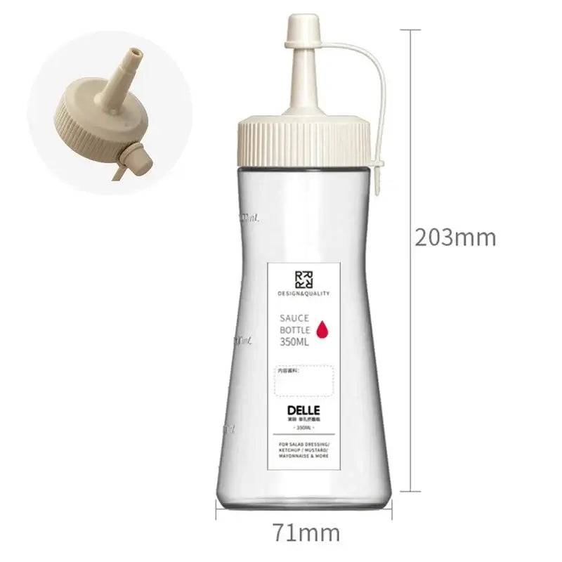 Multi-Purpose 350ml Condiment Dispenser bottle with measuring design for easy seasoning storage and access.