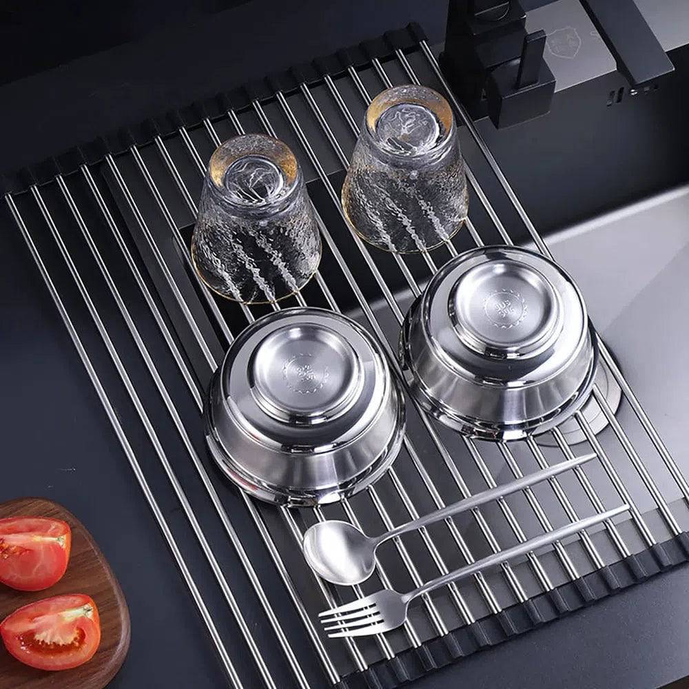 Foldable Stainless Steel Sink Drain Rack | Kitchen | Luvasmr - Satisfyingly Organised