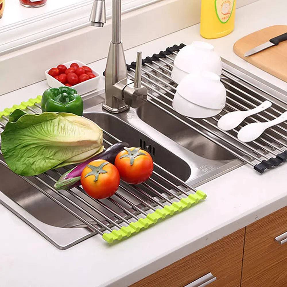 Foldable Stainless Steel Sink Drain Rack | Kitchen | Luvasmr - Satisfyingly Organised