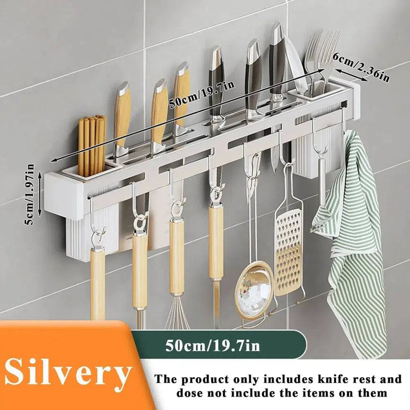 Stainless Steel Wall-Mounted Kitchen Knife Storage Rack | Kitchen | Luvasmr - Satisfyingly Organised