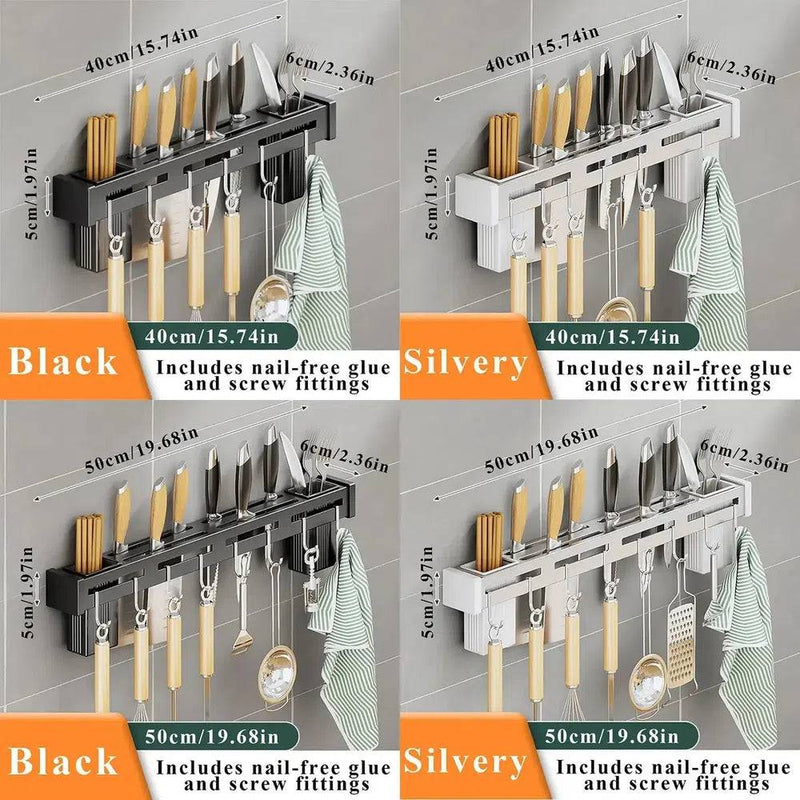 Stainless Steel Wall-Mounted Kitchen Knife Storage Rack | Kitchen | Luvasmr - Satisfyingly Organised
