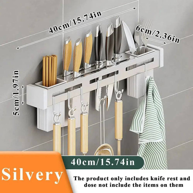 Stainless Steel Wall-Mounted Kitchen Knife Storage Rack | Kitchen | Luvasmr - Satisfyingly Organised