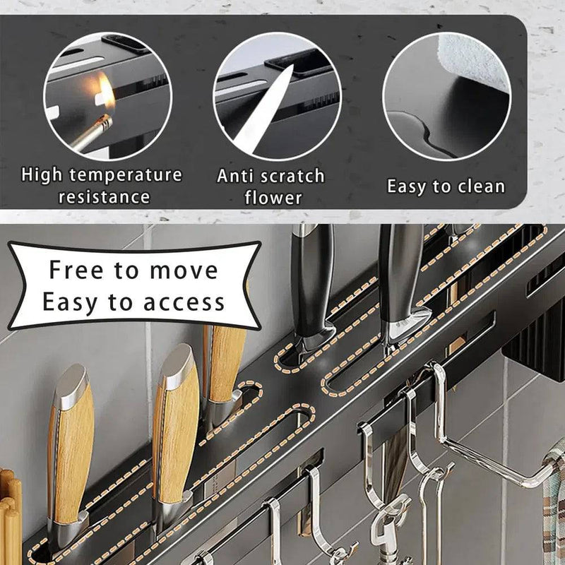 Stainless Steel Wall-Mounted Kitchen Knife Storage Rack | Kitchen | Luvasmr - Satisfyingly Organised