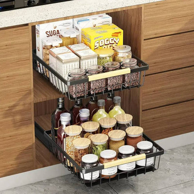 Sliding Pull Out Cabinet Organiser | Kitchen | Luvasmr - Satisfyingly Organised
