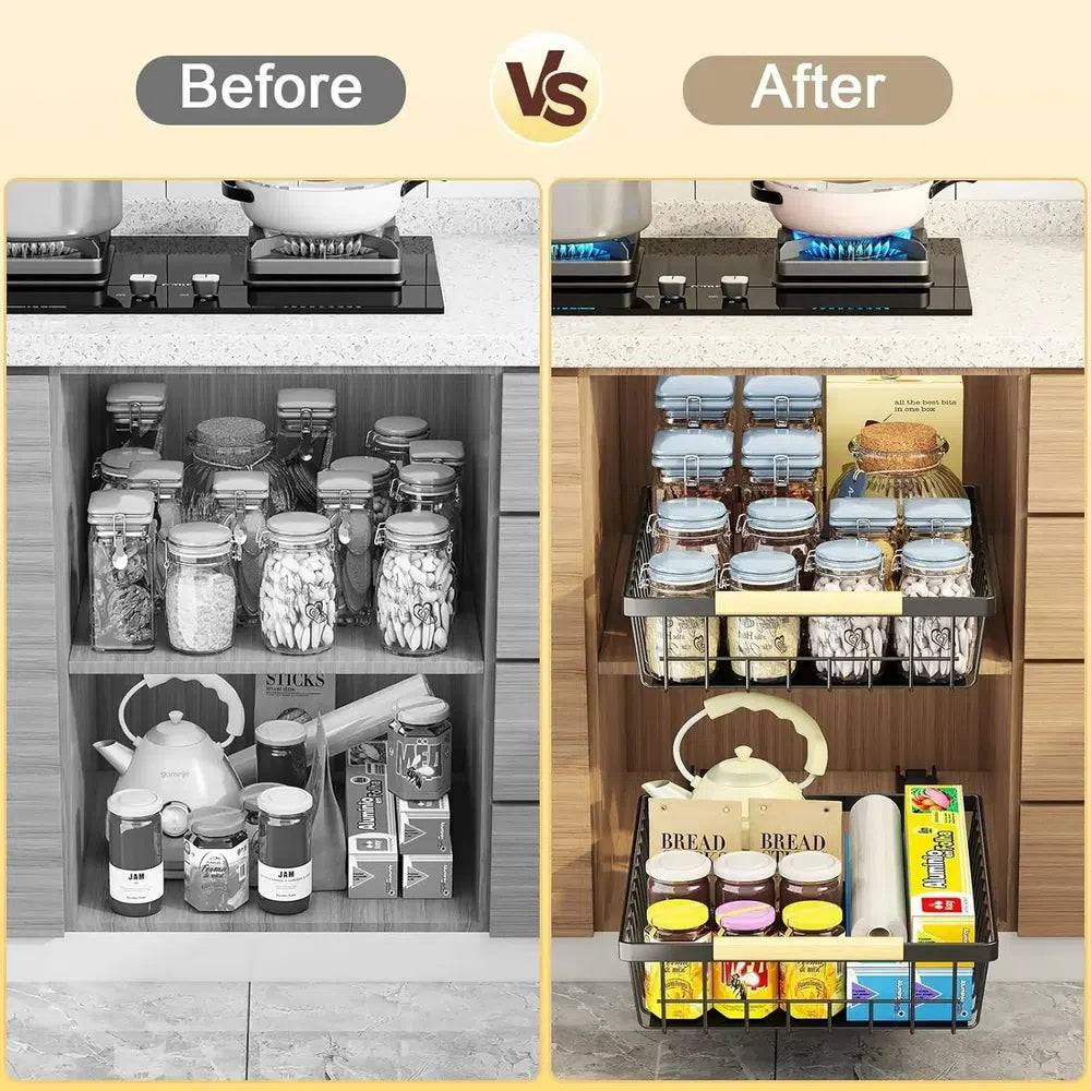 Sliding Pull Out Cabinet Organiser | Kitchen | Luvasmr - Satisfyingly Organised