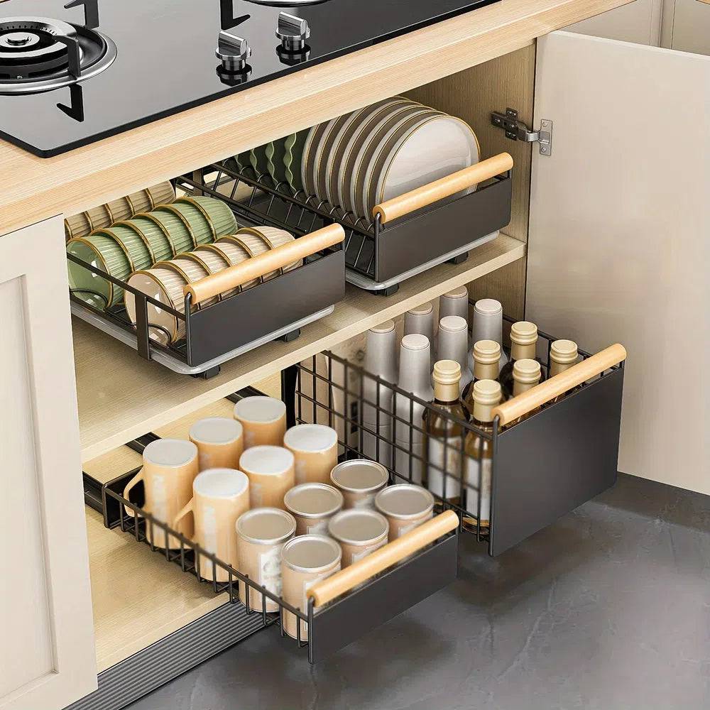 Pull-Out Sliding Drawer Kitchen Organiser | Kitchen | Luvasmr - Satisfyingly Organised