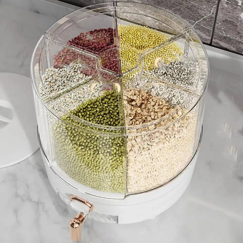 360° Rotating Grain Dispenser 360 Degree Rotating Grain Dispenser Box PP Plastic Kitchen Storage Container for Rice and Beans | Kitchen | Luvasmr - Satisfyingly Organised