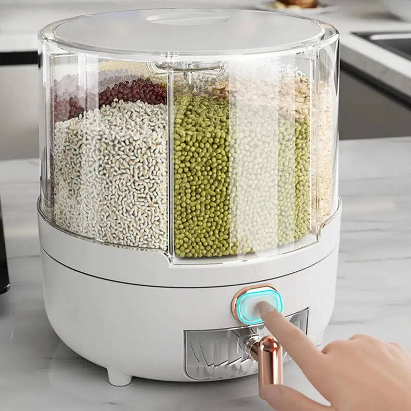 360° Rotating Grain Dispenser 360 Degree Rotating Grain Dispenser Box PP Plastic Kitchen Storage Container for Rice and Beans | Kitchen | Luvasmr - Satisfyingly Organised
