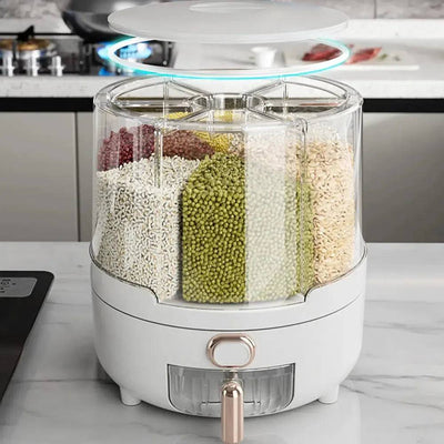 360° Rotating Grain Dispenser 360 Degree Rotating Grain Dispenser Box PP Plastic Kitchen Storage Container for Rice and Beans | Kitchen | Luvasmr - Satisfyingly Organised