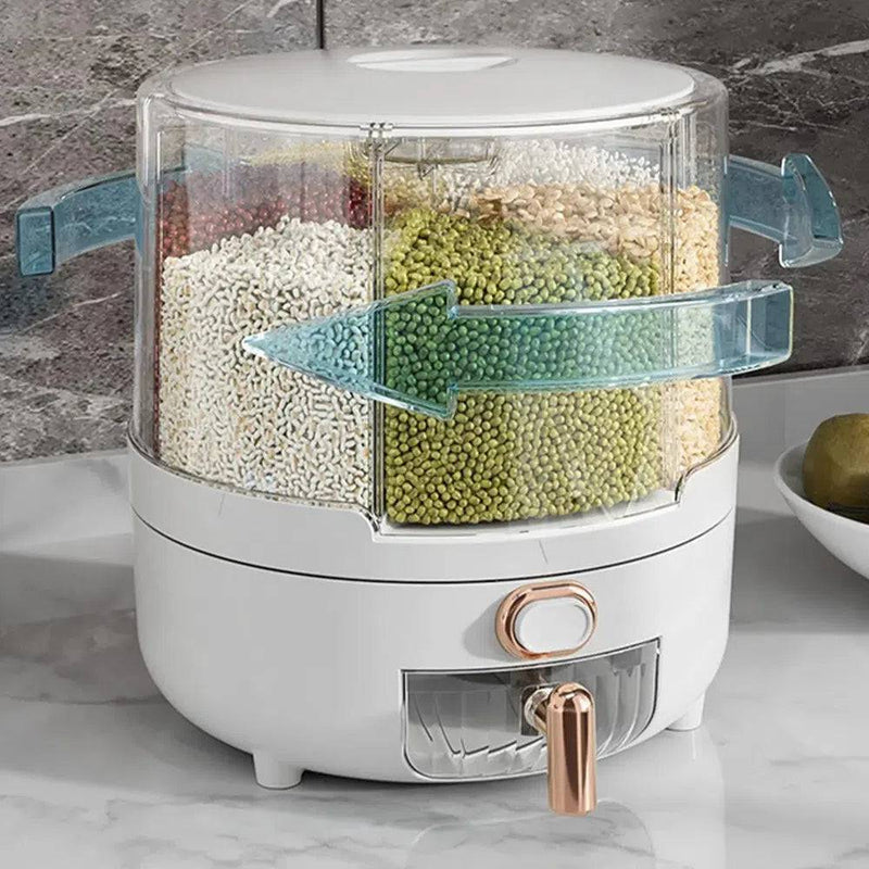 360° Rotating Grain Dispenser 360 Degree Rotating Grain Dispenser Box PP Plastic Kitchen Storage Container for Rice and Beans | Kitchen | Luvasmr - Satisfyingly Organised