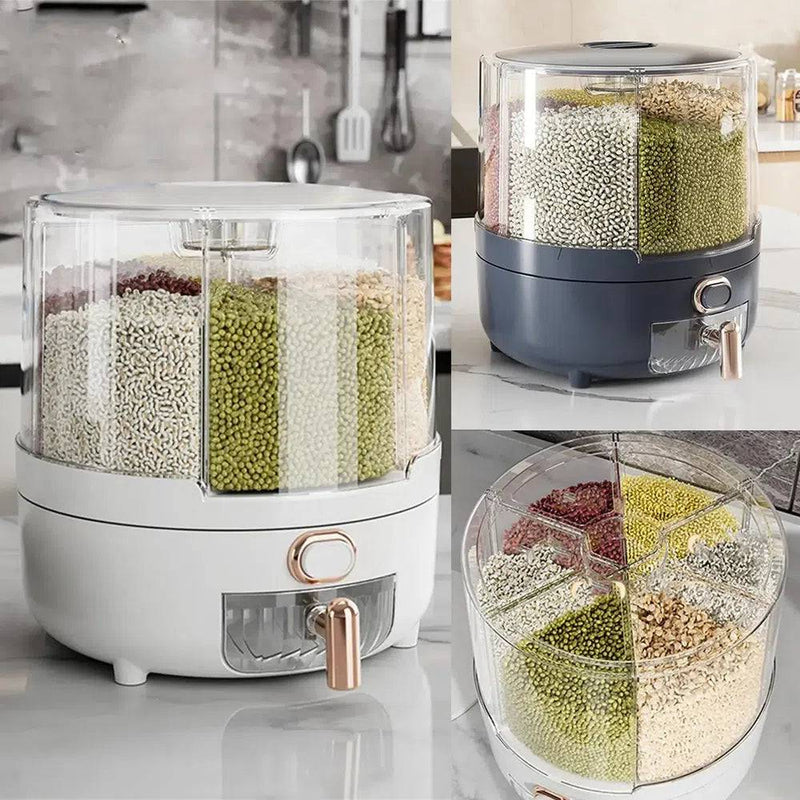 360° Rotating Grain Dispenser 360 Degree Rotating Grain Dispenser Box PP Plastic Kitchen Storage Container for Rice and Beans | Kitchen | Luvasmr - Satisfyingly Organised