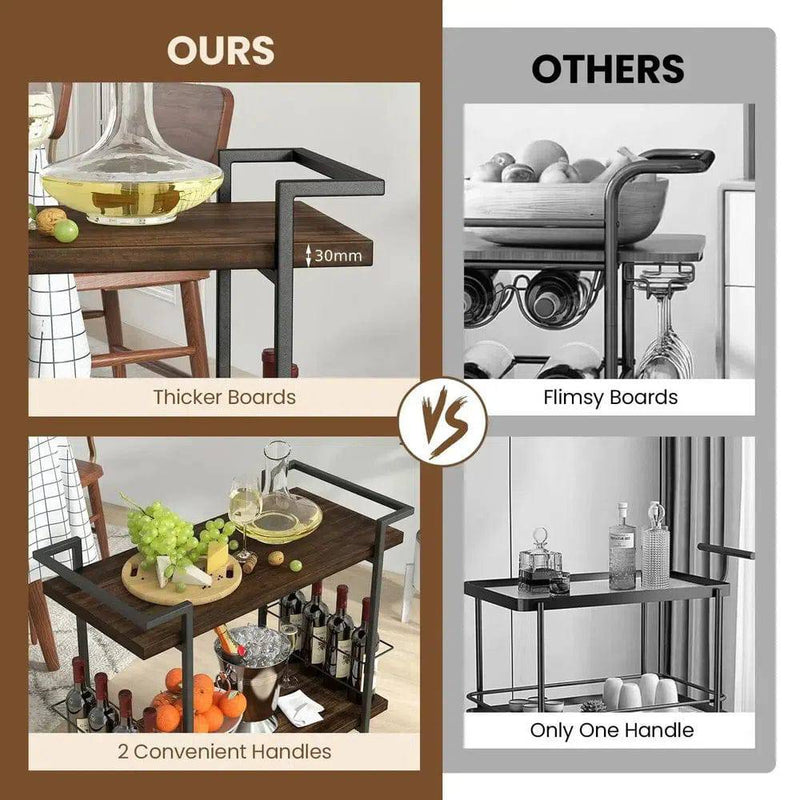 2-Tier Home Bar Cart with Lockable Wheels | Kitchen | Luvasmr - Satisfyingly Organised
