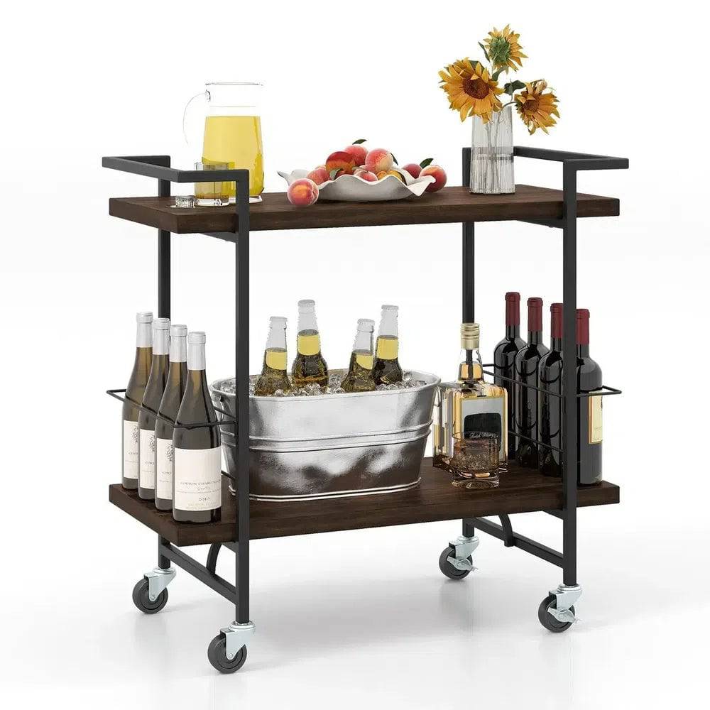 2-Tier Home Bar Cart with Lockable Wheels | Kitchen | Luvasmr - Satisfyingly Organised