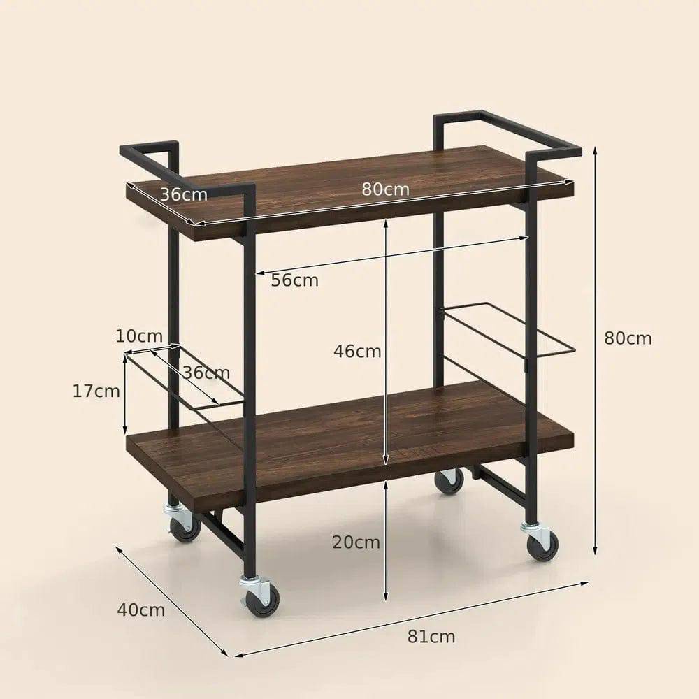 2-Tier Home Bar Cart with Lockable Wheels | Kitchen | Luvasmr - Satisfyingly Organised