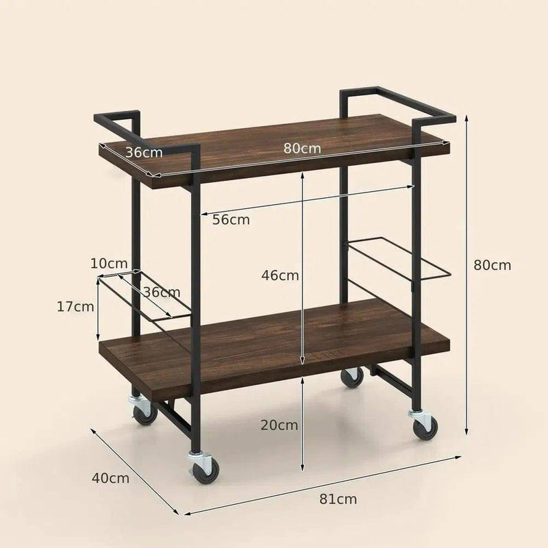 2-Tier Home Bar Cart with Lockable Wheels | Kitchen | Luvasmr - Satisfyingly Organised