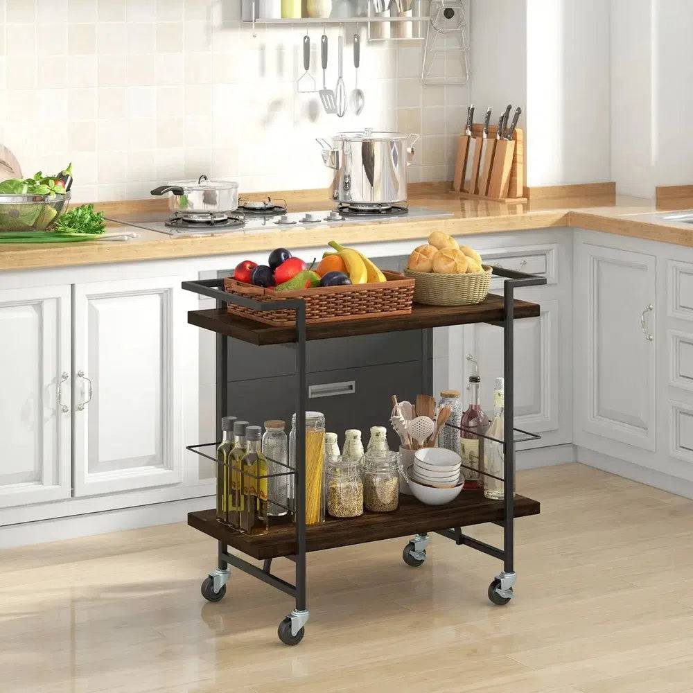 2-Tier Home Bar Cart with Lockable Wheels | Kitchen | Luvasmr - Satisfyingly Organised