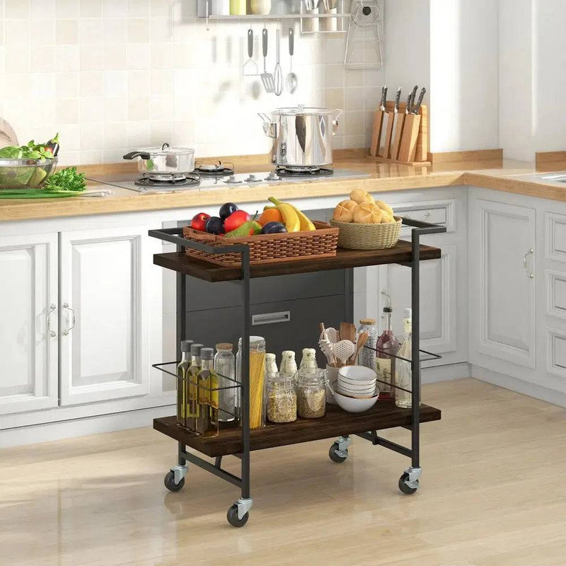 2-Tier Home Bar Cart with Lockable Wheels | Kitchen | Luvasmr - Satisfyingly Organised