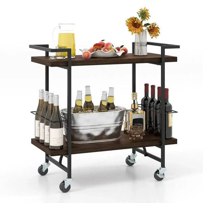 2-Tier Home Bar Cart with Lockable Wheels | Kitchen | Luvasmr - Satisfyingly Organised