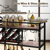 GOFLAME 3-Tier Bar Cart Industrial Serving Cart Kitchen Rolling Cart w/Wine Racks |  | Luvasmr - Satisfyingly Organised