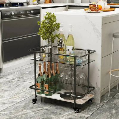 Metal Glass Drinks Trolley Cart with Storage | Kitchen | Luvasmr - Satisfyingly Organised
