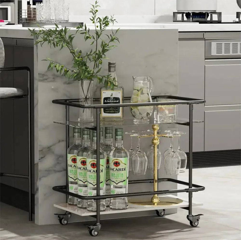 Metal Glass Drinks Trolley Cart with Storage | Kitchen | Luvasmr - Satisfyingly Organised