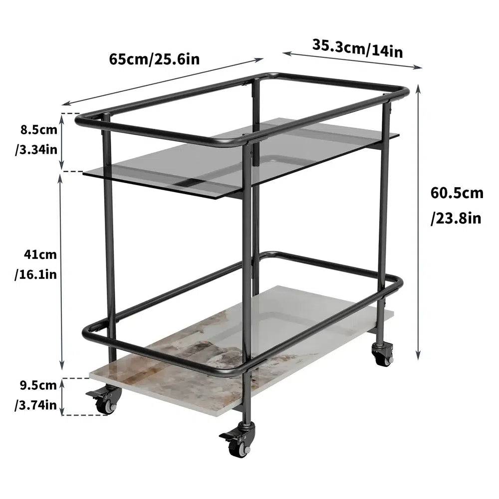 Metal Glass Drinks Trolley Cart with Storage | Kitchen | Luvasmr - Satisfyingly Organised