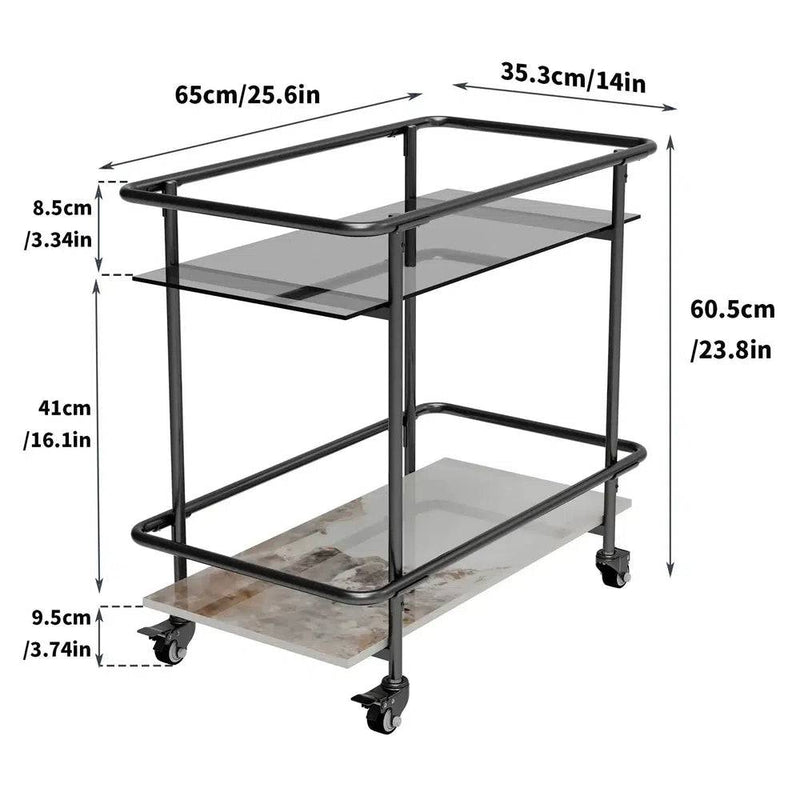 Metal Glass Drinks Trolley Cart with Storage | Kitchen | Luvasmr - Satisfyingly Organised