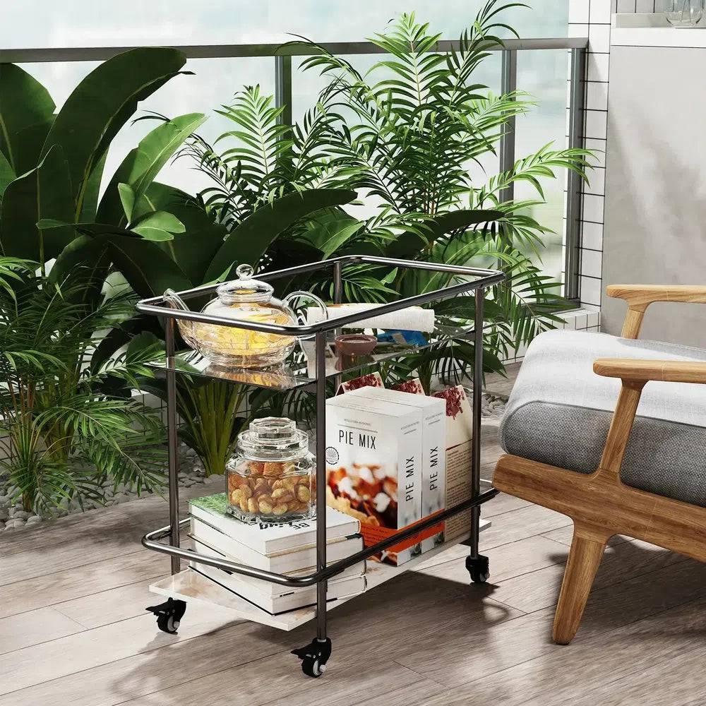Metal Glass Drinks Trolley Cart with Storage | Kitchen | Luvasmr - Satisfyingly Organised