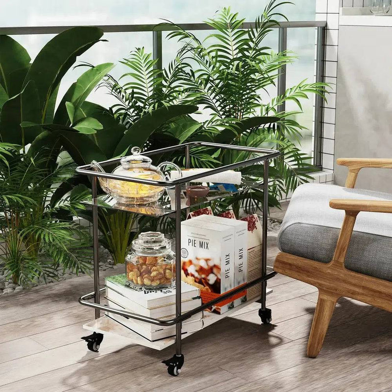Metal Glass Drinks Trolley Cart with Storage | Kitchen | Luvasmr - Satisfyingly Organised