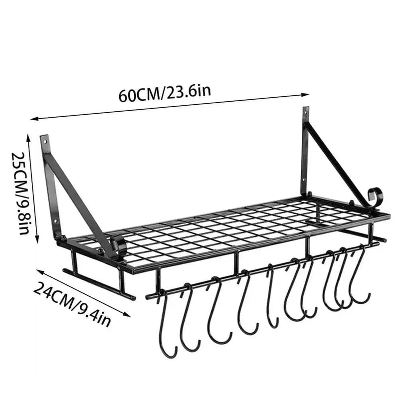 Metal Kitchen Pot Rack with Hooks | Kitchen | Luvasmr - Satisfyingly Organised
