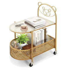 GOFLAME Mobile Glass Coffee Table 2-Tier Modern Cocktail Table-Golden |  | Luvasmr - Satisfyingly Organised