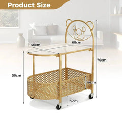GOFLAME Mobile Glass Coffee Table 2-Tier Modern Cocktail Table-Golden |  | Luvasmr - Satisfyingly Organised