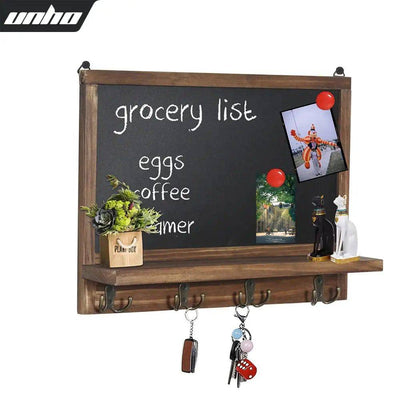 Rustic Wall-Mounted Chalkboard with Hooks & Shelf | Kitchen | Luvasmr - Satisfyingly Organised