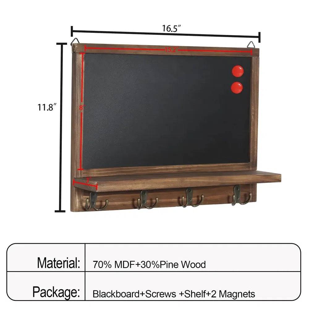 Rustic Wall-Mounted Chalkboard with Hooks & Shelf | Kitchen | Luvasmr - Satisfyingly Organised
