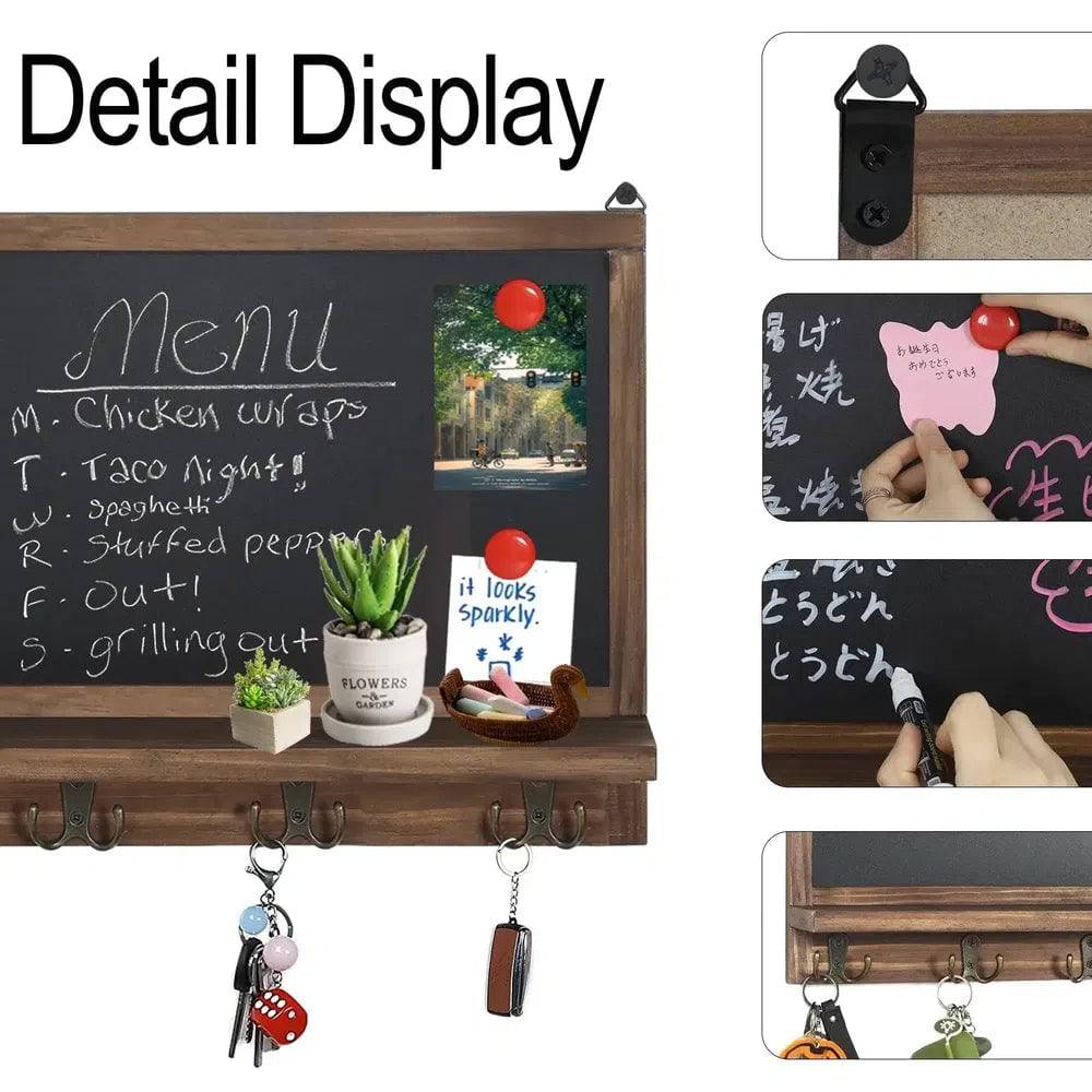 Rustic Wall-Mounted Chalkboard with Hooks & Shelf | Kitchen | Luvasmr - Satisfyingly Organised