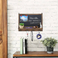 Rustic Wall-Mounted Chalkboard with Hooks & Shelf | Kitchen | Luvasmr - Satisfyingly Organised