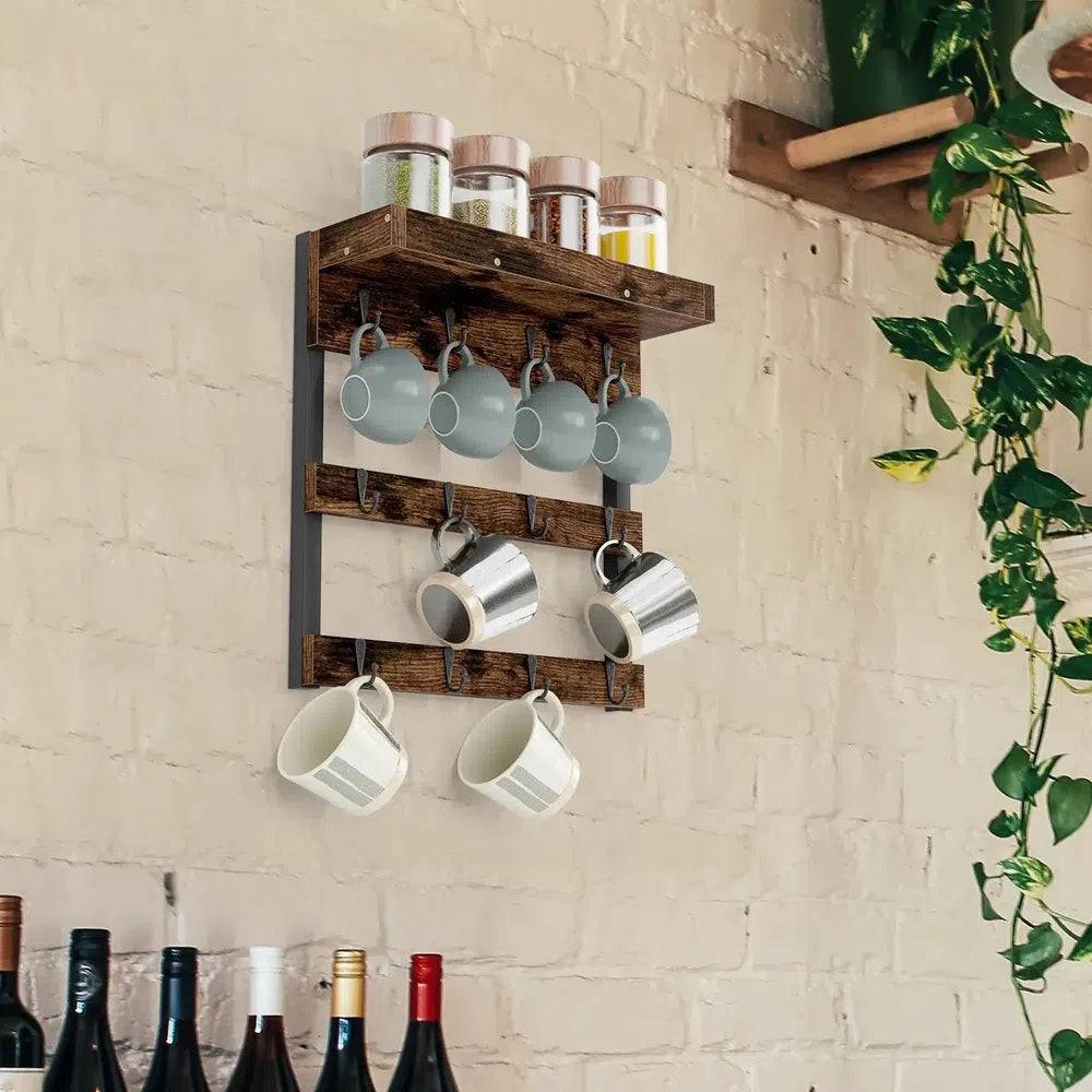 Wall Mounted Coffee Mug Holder with Shelf | Kitchen | Luvasmr - Satisfyingly Organised