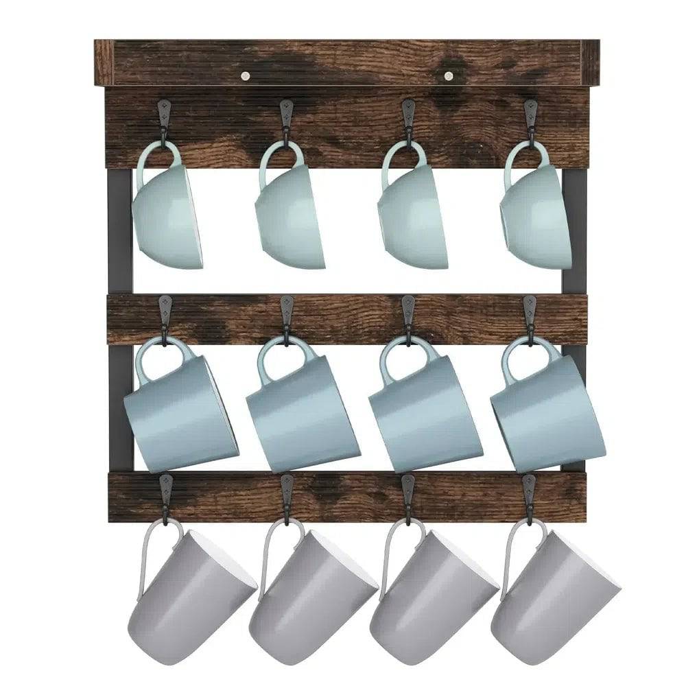 Wall Mounted Coffee Mug Holder with Shelf | Kitchen | Luvasmr - Satisfyingly Organised