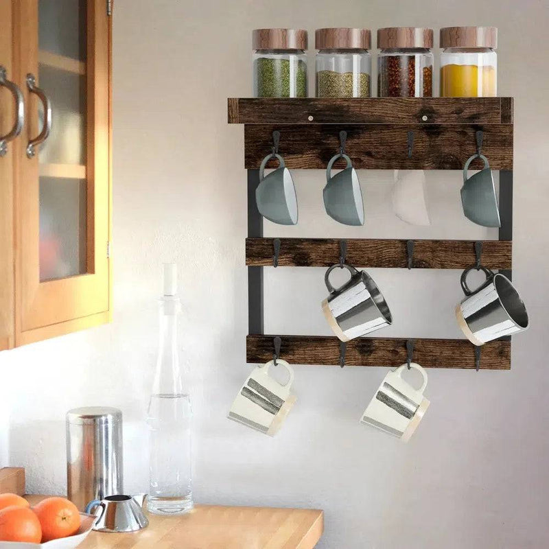 Wall Mounted Coffee Mug Holder with Shelf | Kitchen | Luvasmr - Satisfyingly Organised